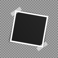 Wall Mural - vector photo frame mockup design. photo frame on sticky tape isolated on transparent background. vec