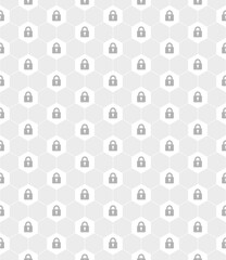 Wall Mural - seamless pattern vector. gray hexagon line and lock symbol on white background pattern, security con