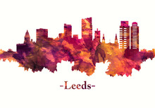 Leeds England Skyline In Red