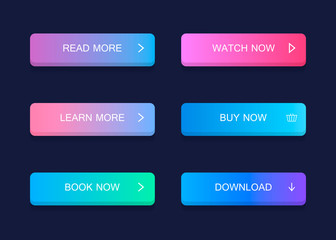 Poster - Set of modern material style buttons. Different gradient colors. Modern vector illustration flat style