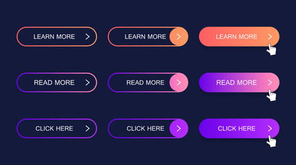 Poster - Set of modern material style buttons. Different gradient colors. Modern vector illustration flat style