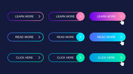 Poster - Set of modern material style buttons. Different gradient colors. Modern vector illustration flat style