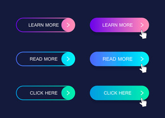 Poster - Set of modern material style buttons. Different gradient colors. Modern vector illustration flat style