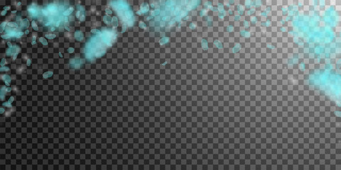 Poster - Turquoise flower petals falling down. Actual roman