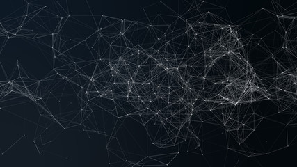 Wall Mural - digital cyber space with line connecting for graphic background, future system programming and data 