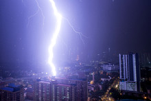 Lightning Strike Over The City