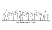 Applause Hand Draw, Vector Illustration On White Background. Doodle