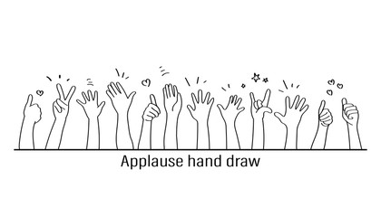 applause hand draw, vector illustration on white background. doodle