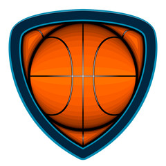 Isolated basketball emblem with a basketball ball. Vector illustration design