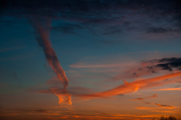 bright sky with clouds at sunset