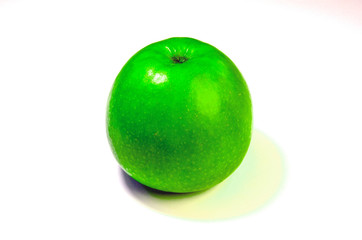 Poster - Perfect Fresh Green Apple Isolated on White Background in Full Depth of Field with Clipping Path.