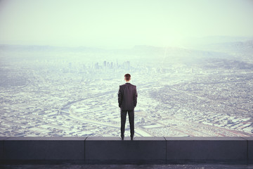 Poster - Backview of man on rooftop