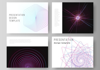 Poster - Vector illustration of the editable layout of the presentation slides design business templates. Random chaotic lines that creat real shapes. Chaos pattern, abstract texture. Order vs chaos concept.