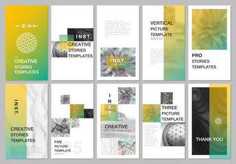 Wall Mural - Creative social networks stories design, vertical banner or flyer templates with colorful gradient backgrounds. Covers design templates for flyer, leaflet, brochure, presentation, advertising.