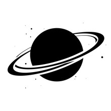 Planet Saturn With Planetary Ring System Flat Icon. Vector Illustration On White Background