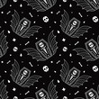 Skull coffin vampire seamless pattern black background