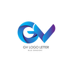 Wall Mural - Initial Letter gv Linked Circle Lowercase Logo Blue Icon Design Template Element with gradient - Vector