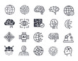 AI (artificial intelligence) icon set. Data science technology.