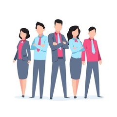 Aufkleber - Business characters team work. Office people corporate employee cartoon teamwork communication. Flat business team vector illustration