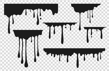 Poster - Black dripping stain. Liquid paint drop, oil ink splatter melted chocolate caramel splash black graffiti stain. Vector dripping ink paint illustration