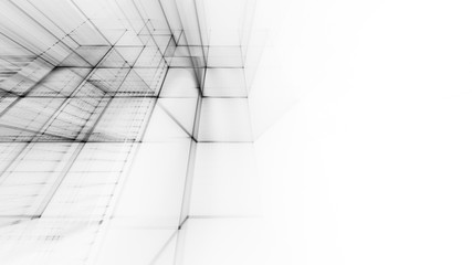 Leinwandbilder - Abstract black and white background element. Fractal graphics 3d illustration. Science or technology concept.