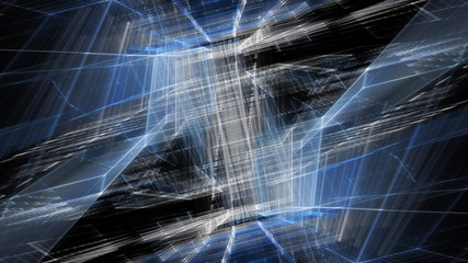 Poster - abstract blue on black background element. fractal graphics 3d illustration. science or technology c
