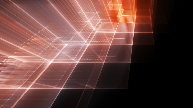 Abstract red on black background element. Fractal graphics 3d illustration. Science or technology concept.