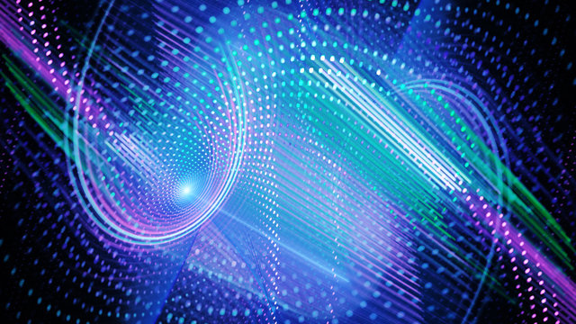 Abstract background. 3d illustration. Fractal graphics composition of dots, waves and rays of light.