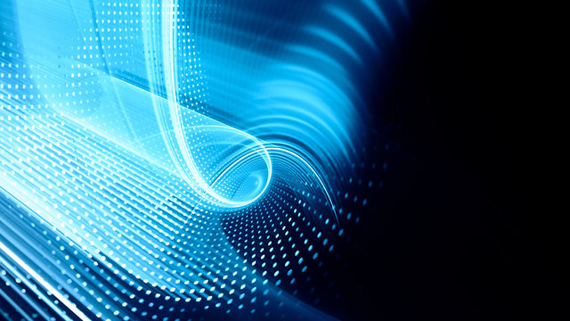 Abstract background. 3d illustration. Fractal graphics composition of dots, waves and rays of light.