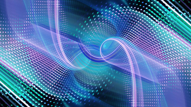 Abstract background. 3d illustration. Fractal graphics composition of dots, waves and rays of light.