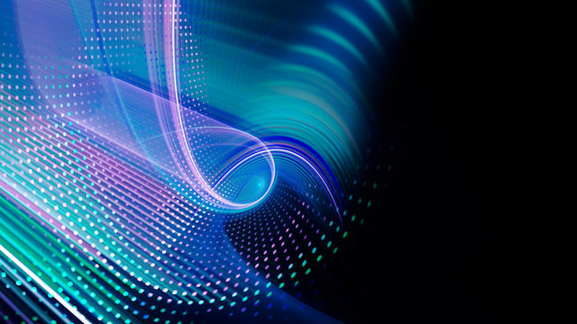 Abstract background. 3d illustration. Fractal graphics composition of dots, waves and rays of light.