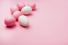 Top View Of Pink Easter Eggs