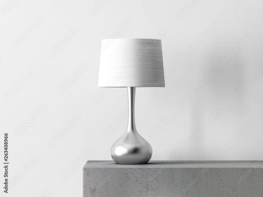 Stylish table lamp in white room - obrazy, fototapety, plakaty 