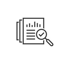 Audit Document Icon In Flat Style. Result Report Vector Illustration On White Isolated Background. Verification Control Business Concept.