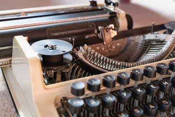 Fototapete - Abstract background with metal part and elements of typewriter
