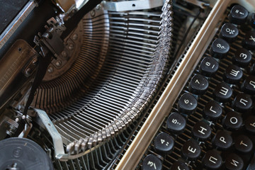 Fototapete - Abstract background with metal part and elements of typewriter
