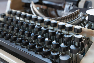 Fototapete - Abstract background with metal part and elements of typewriter