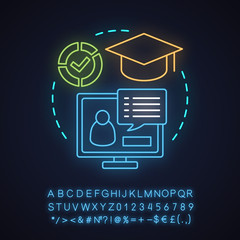 Poster - Online courses neon light concept icon