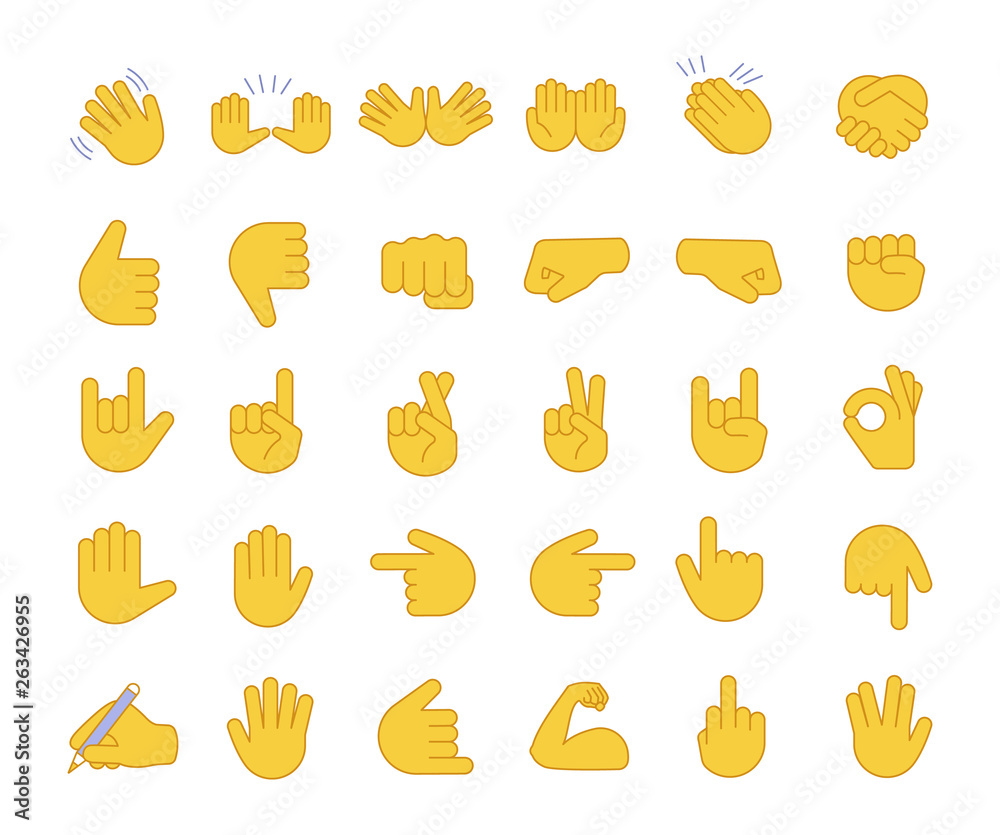 Hand gesture emojis color icons set Stock Vector | Adobe Stock