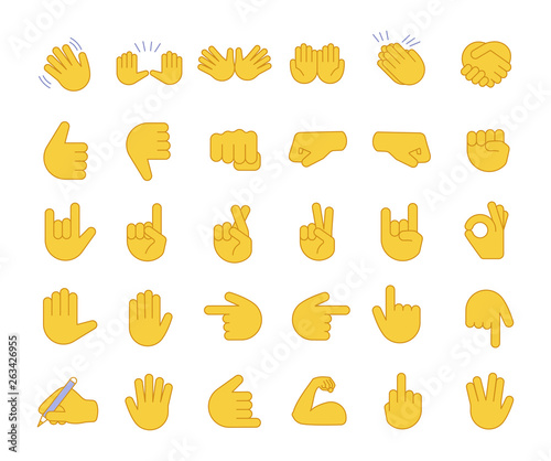 Fotomural Hand gesture emojis color icons set