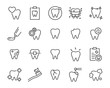 set of teeth icons, such as, tooth, dentist, clean, protect, treat, oral