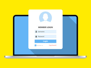 Fototapete - Laptop with login page on screen. Registration page. Modern flat design. Vector illustration
