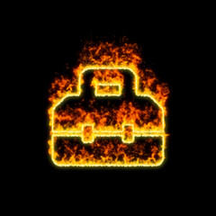 The symbol toolbox burns in red fire