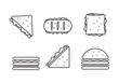 Set of sandwich and burger vector illustration. Sandwich icons with outline style 