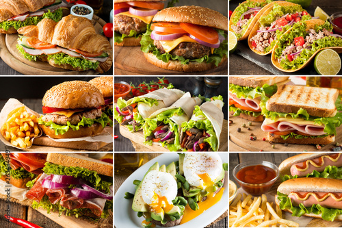 Photo collage of various fast food products © jeny_lk