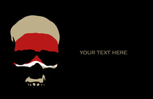 Skull Pop Art. Banner In Pop Art Style Painted Skull On A Black Background With Space For Text. Grunge Style. Vector Illustration.