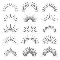 retro sunburst. sunrise rays light burst line shine sunshine sunbeam vintage border spark firework s