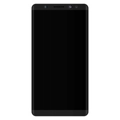 Fototapete - Black smartphone with blank black screen, vector. Black color smartphone mobile phone with black empty screen on white background. 
