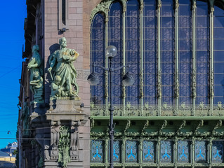 Poster - Ornate facade of a historic famous grocery store Eliseevsky on Nevsky Prospect in Saint Petersburg, Russia