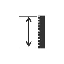 The Measuring Height And Length Icon Isolated. Ruler, Straightedge, Scale Symbol. Geometrical Instruments. Flat Design. Vector Illustration